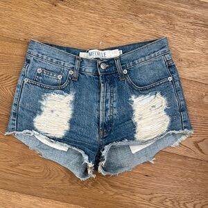 Brandy Melville Blue Jean Shorts High-Waisted Distressed